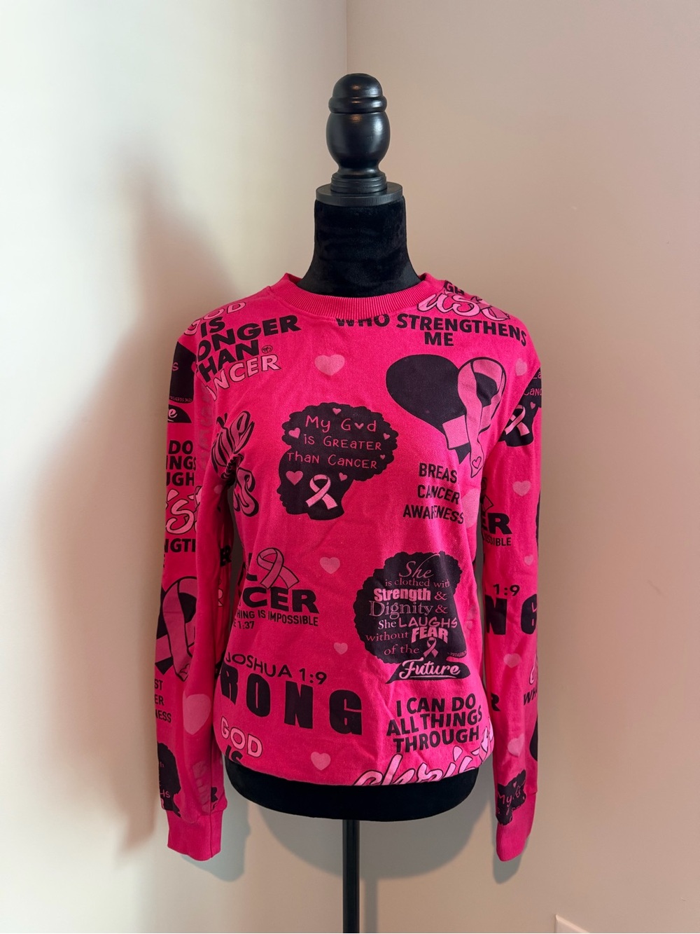 Breast Cancer Awareness Pink Graphic Long-Sleeve Top